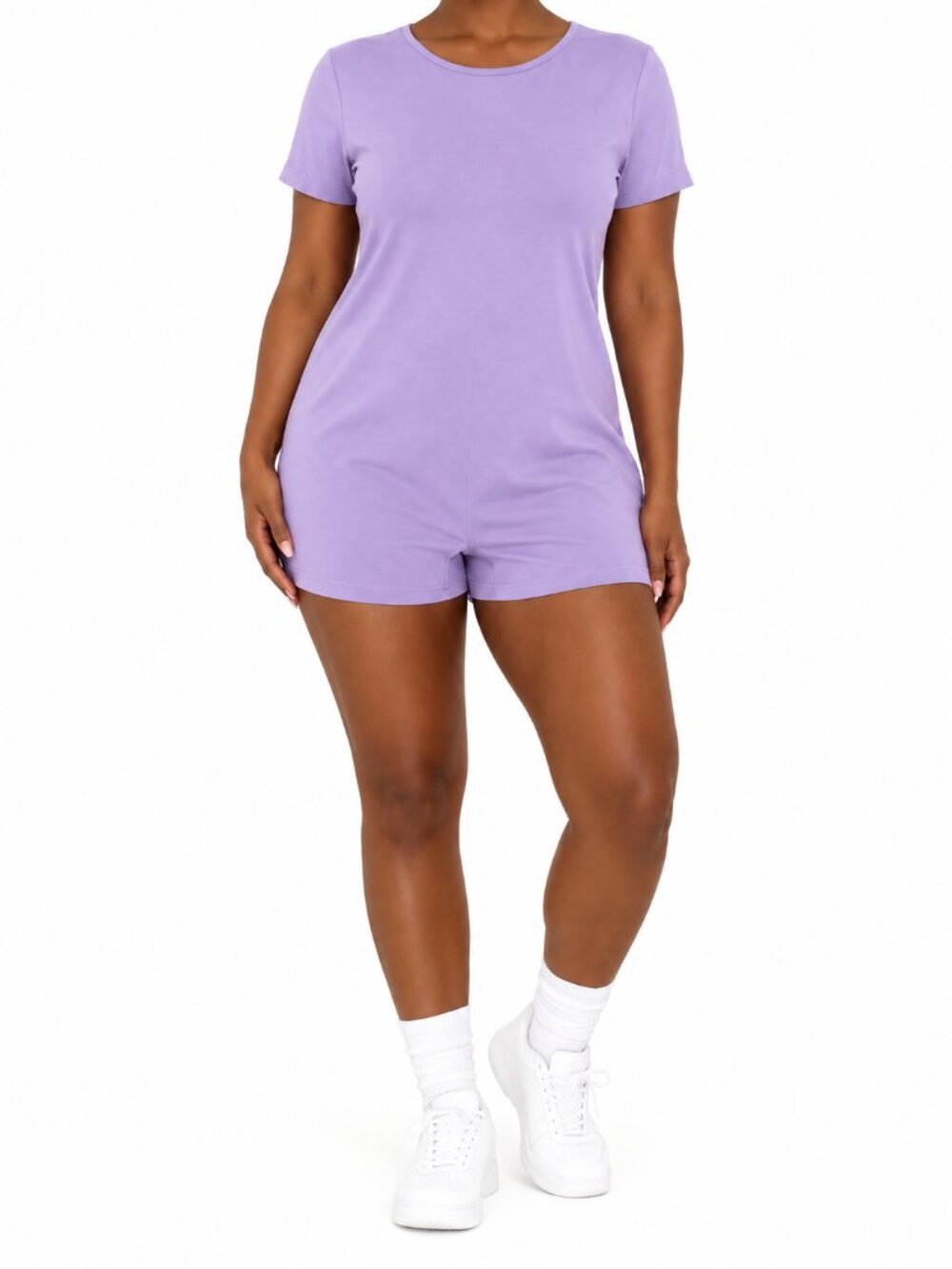ADREAMLY Women's Lavender Short Sleeve Lounge Romper, L